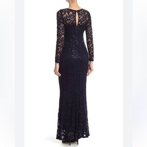 MARINA Navy Long Sleeve Lace Dress